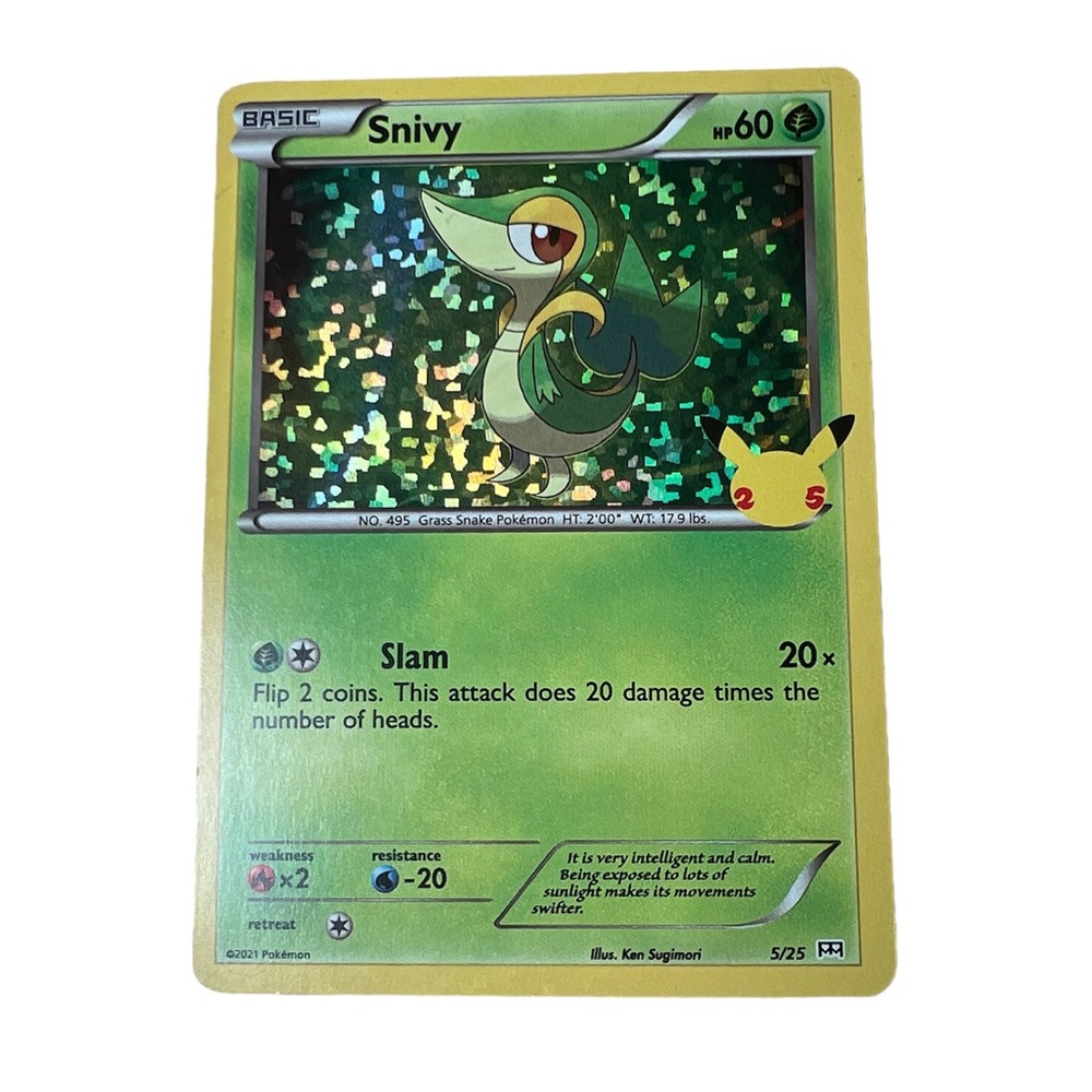 Pokémon holo Snivy card - McDonald’s confetti holographic holo foil Snivy card